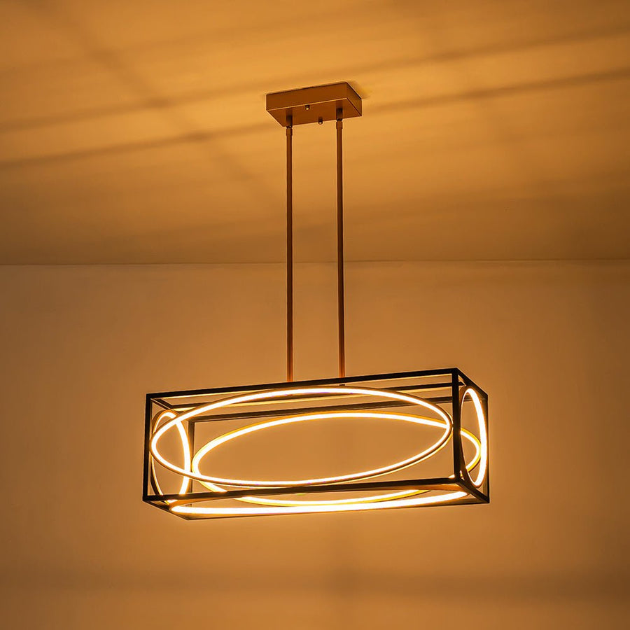 LightFixturesUSA - Minimalist Dimmable LED Black Gold Square Kitchen Pendant - Pendant Light - 28.5 in - 