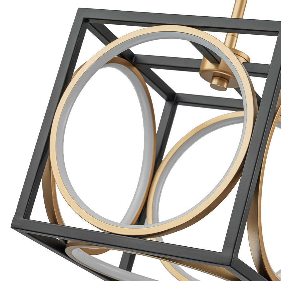 LightFixturesUSA - Minimalist Dimmable LED Black Gold Square Kitchen Pendant - Pendant Light - 28.5 in - 