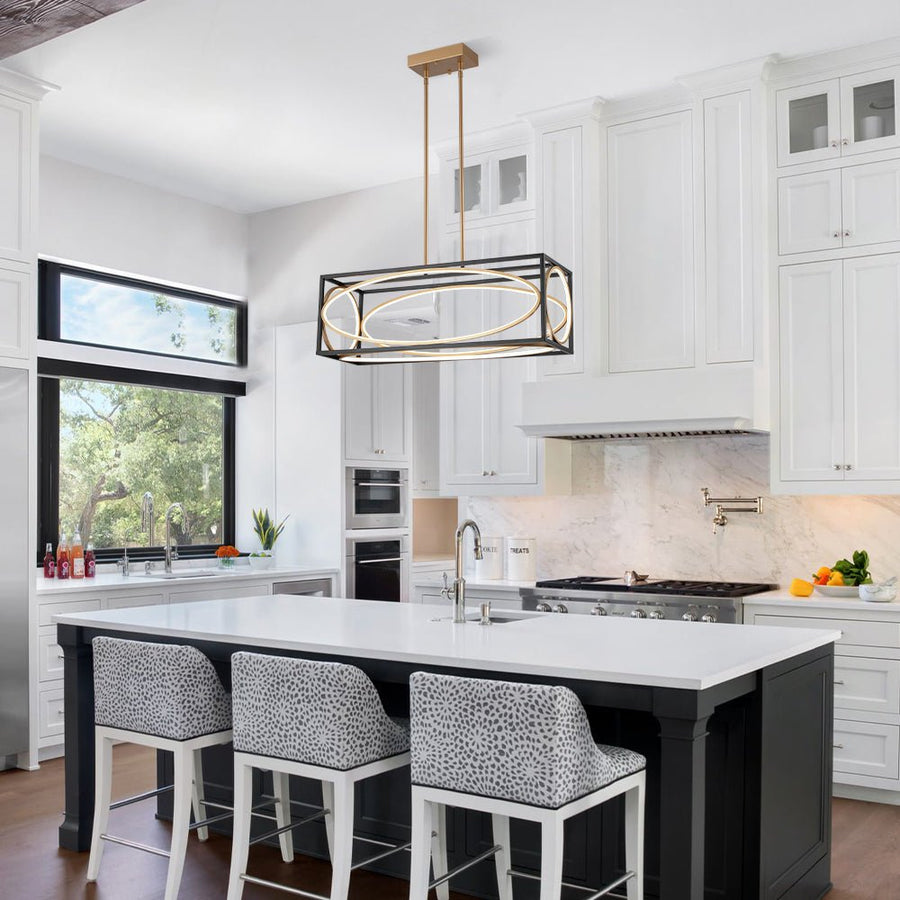 LightFixturesUSA - Minimalist Dimmable LED Black Gold Square Kitchen Pendant - Pendant Light - 9.6 in - 