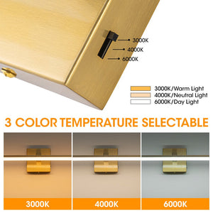 LightFixturesUSA - Minimalist Dimmable LED Linear Vanity Sconce Picture Light - Wall Sconce - Brass - 