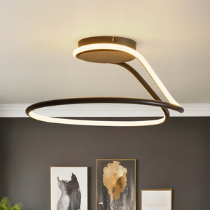 LightFixturesUSA - Minimalist Dimmable LED Ribbon Semi Flush Mount DIP Switch - Ceiling Light - Black - 