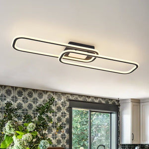 LightFixturesUSA - Minimalist Linear Rectangular Ring Dimmable LED Ceiling Light - Ceiling Light - Black - 