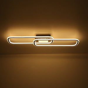 Rectangular Ring Light Linear Rectangle Ring Dimmable LED Semi Flush Mount | LightFixturesUSA