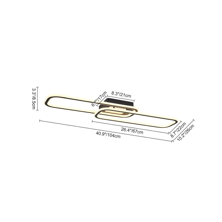 LightFixturesUSA - Minimalist Linear Rectangular Ring Dimmable LED Ceiling Light - Ceiling Light - Black - 