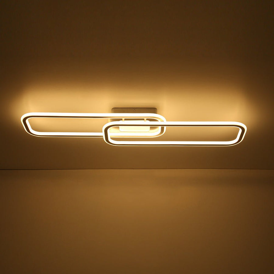 LightFixturesUSA - Minimalist Linear Rectangular Ring Dimmable LED Ceiling Light - Ceiling Light - Nickel - 