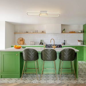 LightFixturesUSA - Minimalist Linear Rectangular Ring Dimmable LED Ceiling Light - Ceiling Light - Nickel - 