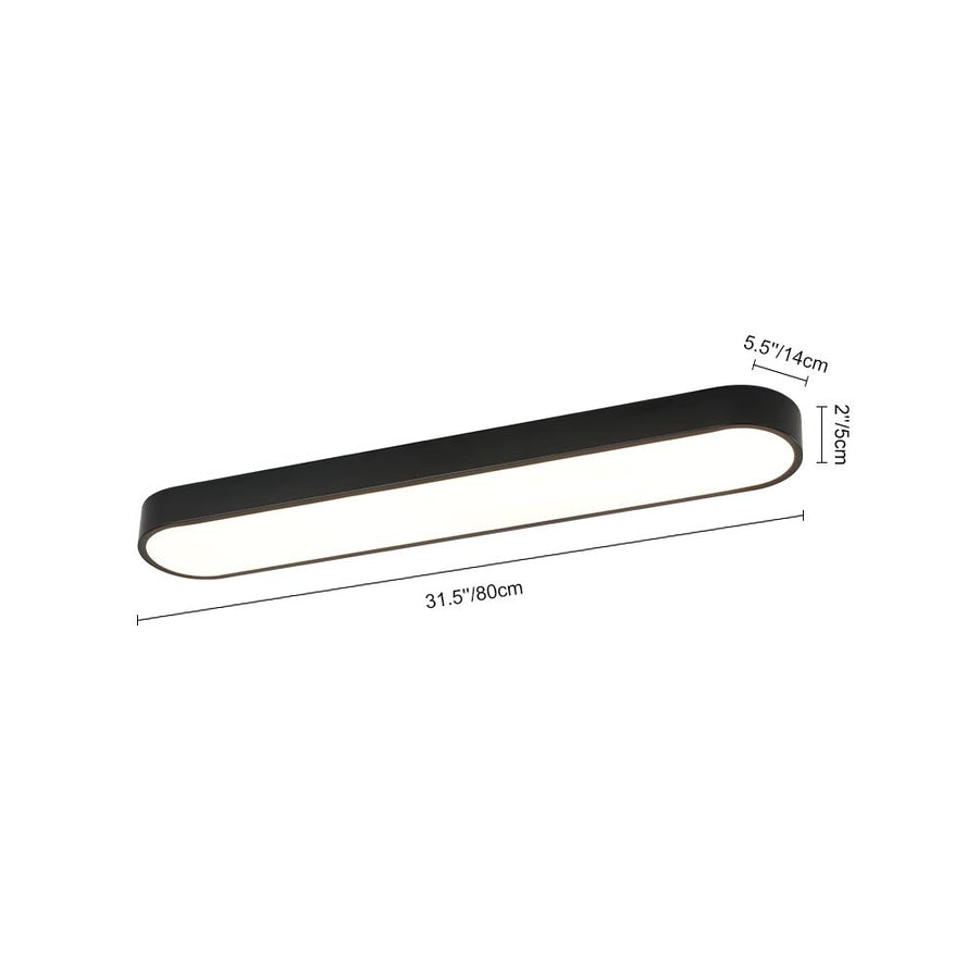 LightFixturesUSA - Minimalist Long Oval Dimmable LED Flush Mount Ceiling Light - Ceiling Light - Black - 