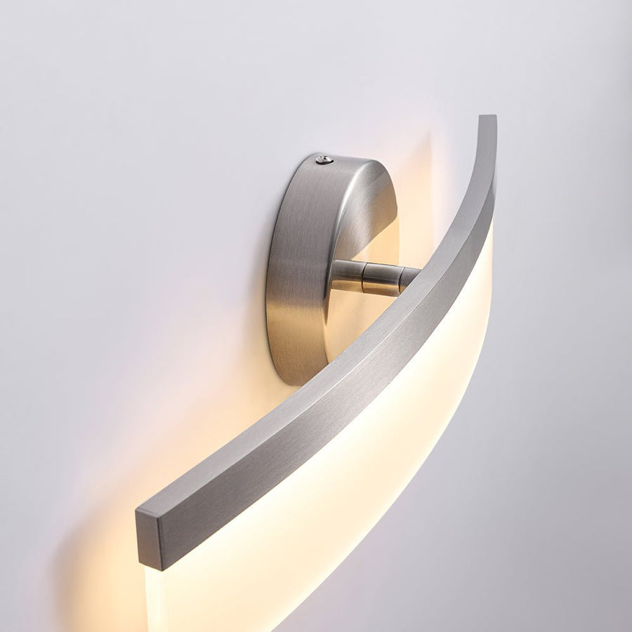 LightFixturesUSA - Minimalist Nickel Arched Dimmable LED Vanity Wall Light - Wall Sconce - Nickel - 