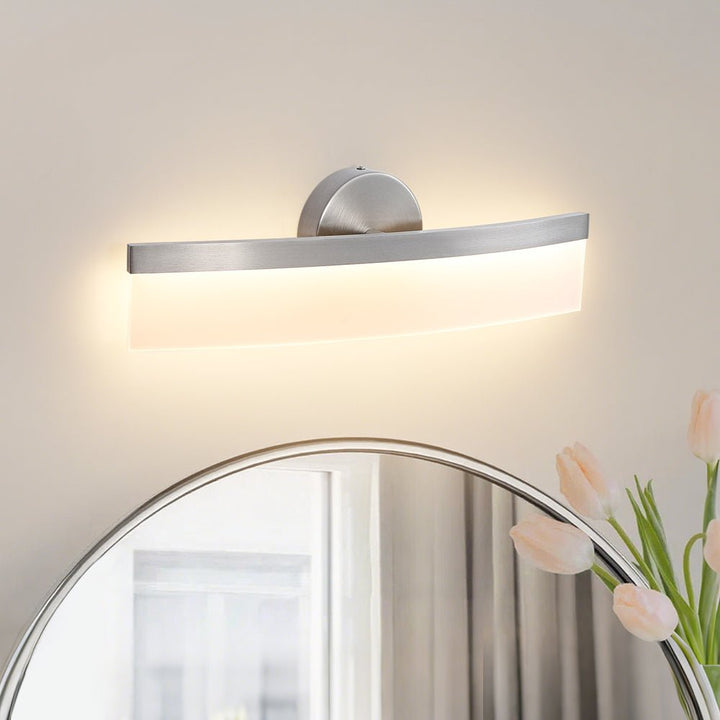 LightFixturesUSA - Minimalist Nickel Arched Dimmable LED Vanity Wall Light - Wall Sconce - Nickel - 