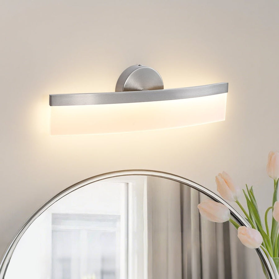 LightFixturesUSA - Minimalist Nickel Arched Dimmable LED Vanity Wall Light - Wall Sconce - Nickel - 