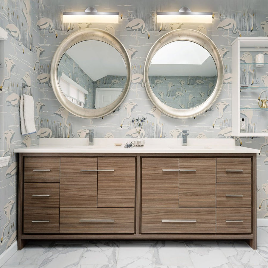 LightFixturesUSA - Minimalist Nickel Arched Dimmable LED Vanity Wall Light - Wall Sconce - Nickel - 