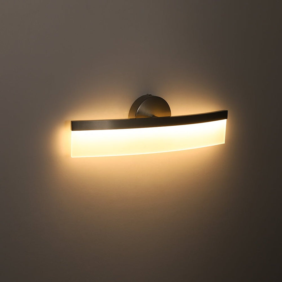 LightFixturesUSA - Minimalist Nickel Arched Dimmable LED Vanity Wall Light - Wall Sconce - Nickel - 