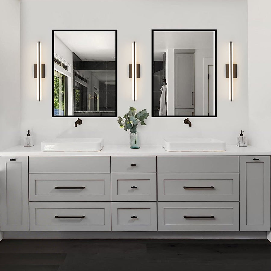 LightFixturesUSA - Minimalist Rectangle Dimmable LED Vanity Wall Light - Wall Sconce - Black - 