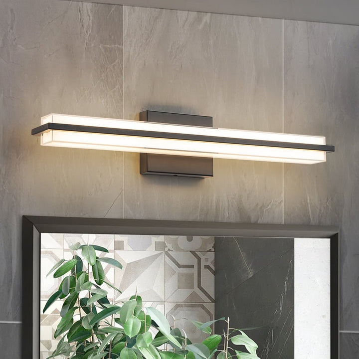 LightFixturesUSA - Minimalist Rectangle Dimmable LED Vanity Wall Light - Wall Sconce - Black - 