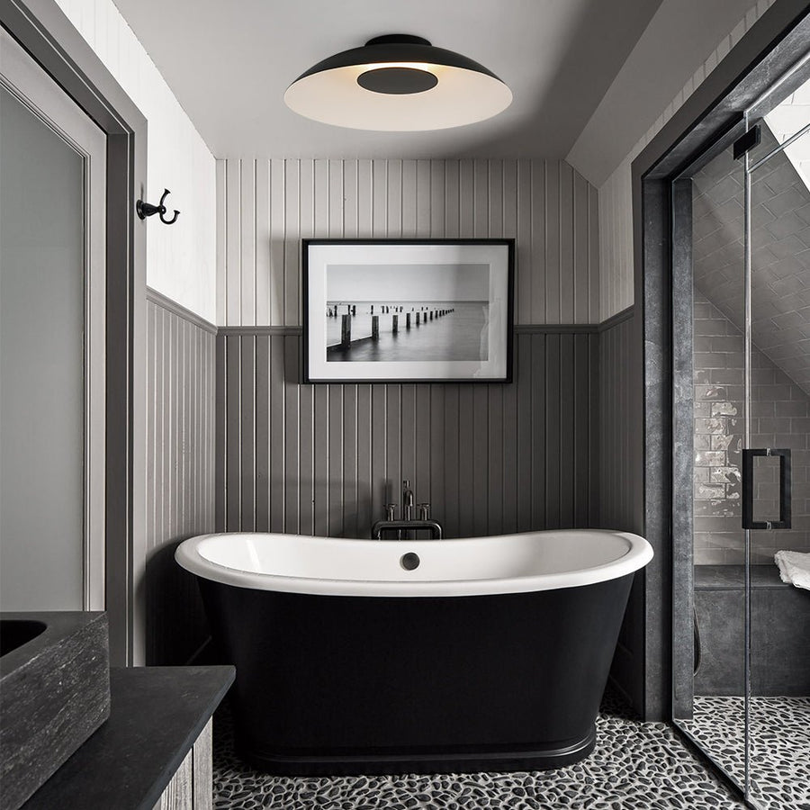 LightFixturesUSA - Minimalist Wide Flat Dome Dimmable LED Ceiling Light - Ceiling Light - Black - 