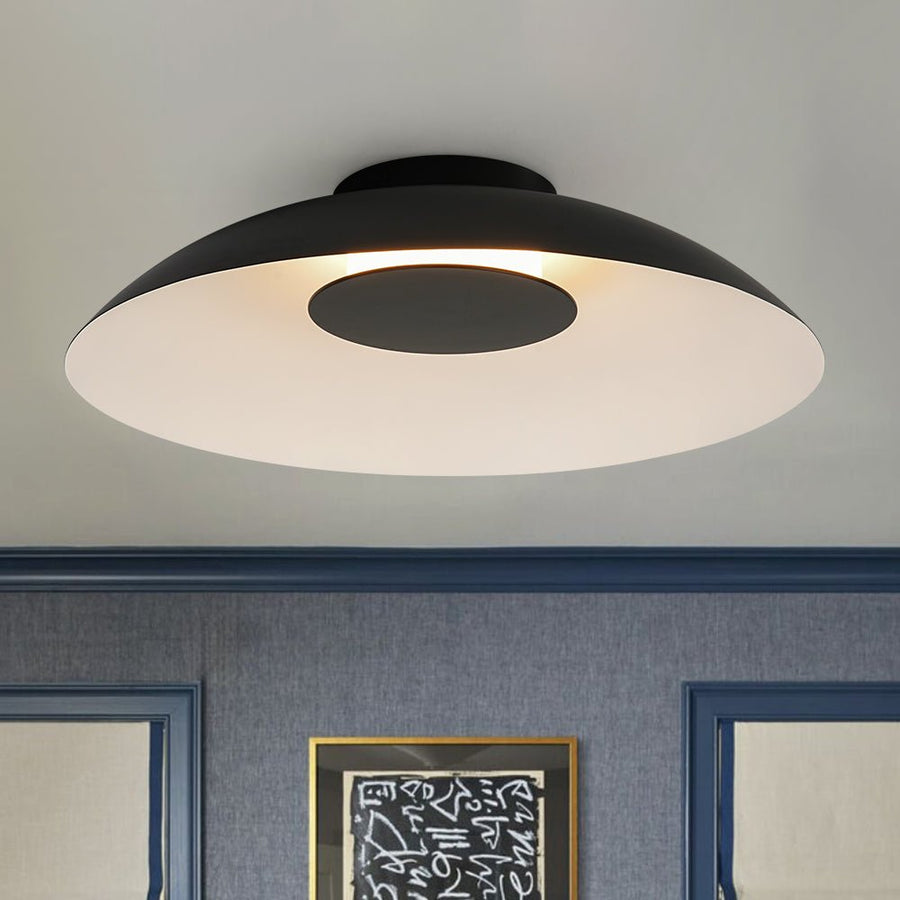 LightFixturesUSA - Minimalist Wide Flat Dome Dimmable LED Ceiling Light - Ceiling Light - Black - 