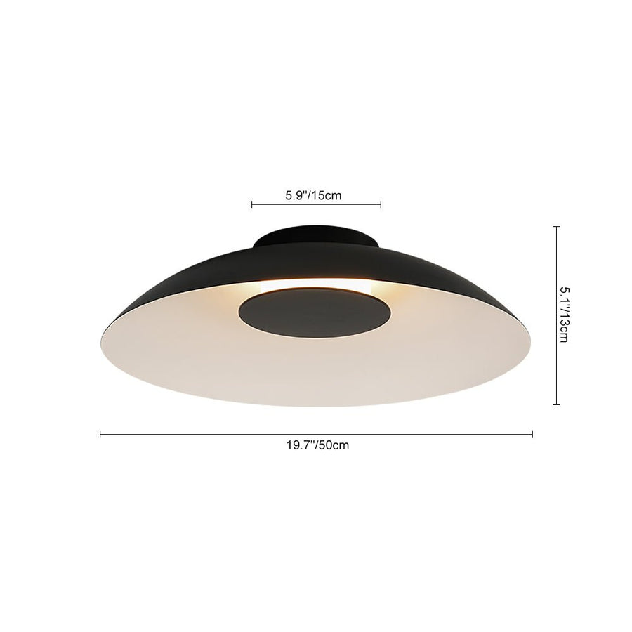 LightFixturesUSA - Minimalist Wide Flat Dome Dimmable LED Ceiling Light - Ceiling Light - Black - 