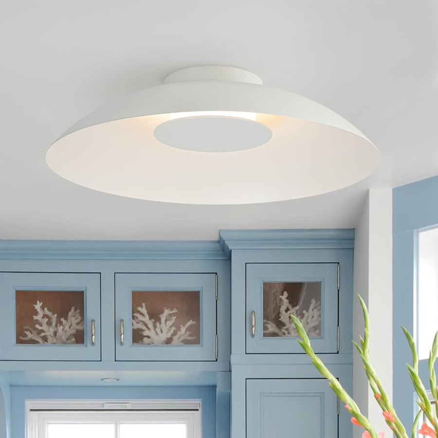 LightFixturesUSA - Minimalist Wide Flat Dome Dimmable LED Ceiling Light - Ceiling Light - White - 