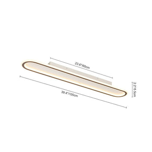 LightFixturesUSA - Minimalist Wood Grain Dimmable LED Oval Ring Ceiling Light - Ceiling Light - Oak - 