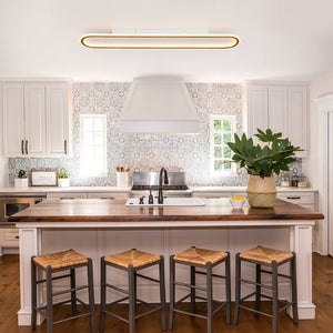 LightFixturesUSA - Minimalist Wood Grain Dimmable LED Oval Ring Ceiling Light - Ceiling Light - Oak - 