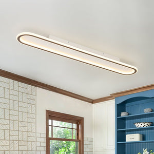 LightFixturesUSA - Minimalist Wood Grain Dimmable LED Oval Ring Ceiling Light - Ceiling Light - Walnut - 