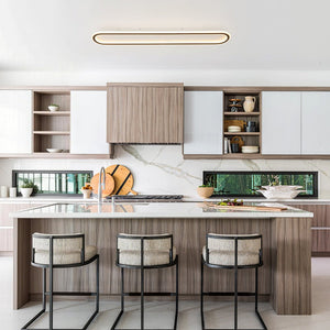 LightFixturesUSA - Minimalist Wood Grain Dimmable LED Oval Ring Ceiling Light - Ceiling Light - Walnut - 