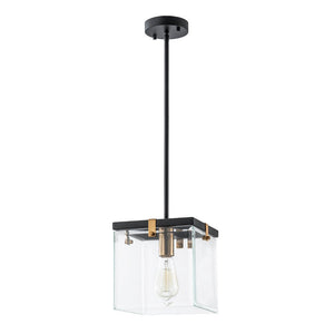 LightFixturesUSA - Modern 1 - Light Clear Glass Square Cage Pendant Light - Pendant Light - 8.6in - 