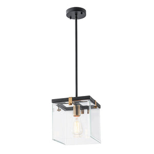 LightFixturesUSA - Modern 1 - Light Clear Glass Square Cage Pendant Light - Pendant Light - 8.6in - 