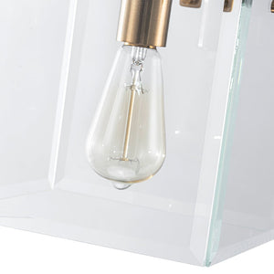 LightFixturesUSA - Modern 1 - Light Clear Glass Square Cage Pendant Light - Pendant Light - 8.6in - 