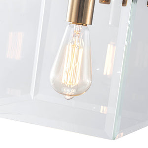 LightFixturesUSA - Modern 1 - Light Clear Glass Square Cage Pendant Light - Pendant Light - 8.6in - 