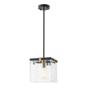 LightFixturesUSA - Modern 1 - Light Clear Glass Square Cage Pendant Light - Pendant Light - 8.6in - 