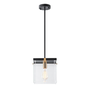 LightFixturesUSA - Modern 1 - Light Clear Glass Square Cage Pendant Light - Pendant Light - 8.6in - 