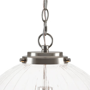 LightFixturesUSA - Modern 1 - light Clear Ribbed Glass Globe Pendant - Pendant Light - Black - 