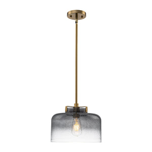 LightFixturesUSA-Modern 1-Light Gradient Grey Hammered Glass Round Drum Pendant-Pendant Light-11.8 in-
