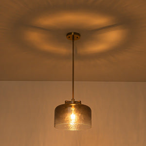 LightFixturesUSA-Modern 1-Light Gradient Grey Hammered Glass Round Drum Pendant-Pendant Light-11.8 in-