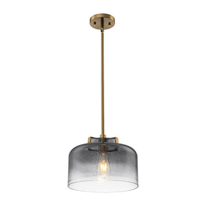 LightFixturesUSA-Modern 1-Light Gradient Grey Hammered Glass Round Drum Pendant-Pendant Light-11.8 in-