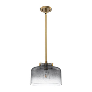 LightFixturesUSA-Modern 1-Light Gradient Grey Hammered Glass Round Drum Pendant-Pendant Light-11.8 in-