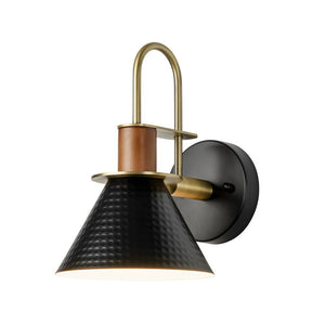 LightFixturesUSA - Modern 1 - Light Hammered Iron Conical Wall Sconce - Wall Sconce - Black - 