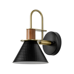 LightFixturesUSA - Modern 1 - Light Hammered Iron Conical Wall Sconce - Wall Sconce - Black - 