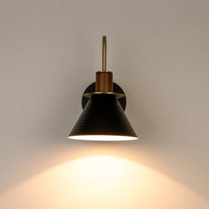 LightFixturesUSA - Modern 1 - Light Hammered Iron Conical Wall Sconce - Wall Sconce - Black - 