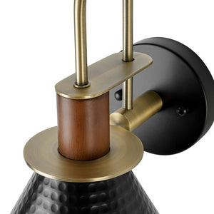 LightFixturesUSA - Modern 1 - Light Hammered Iron Conical Wall Sconce - Wall Sconce - Black - 