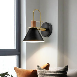 LightFixturesUSA - Modern 1 - Light Hammered Iron Conical Wall Sconce - Wall Sconce - Black - 