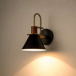 LightFixturesUSA - Modern 1 - Light Hammered Iron Conical Wall Sconce - Wall Sconce - Black - 