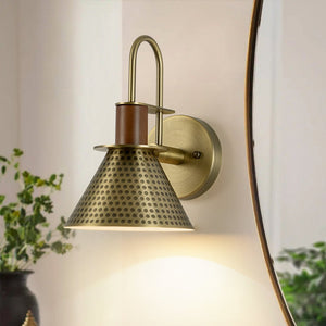 LightFixturesUSA - Modern 1 - Light Hammered Iron Conical Wall Sconce - Wall Sconce - Brass - 