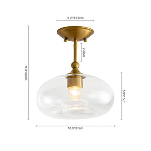 LightFixturesUSA - Modern 1 - Light Round Donut Glass Semi Flush Mount - Ceiling Light - Brass - 