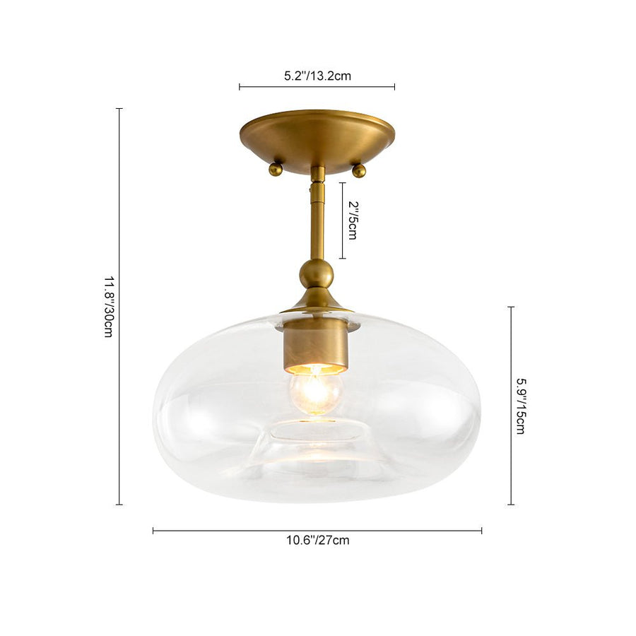 LightFixturesUSA - Modern 1 - Light Round Donut Glass Semi Flush Mount - Ceiling Light - Brass - 