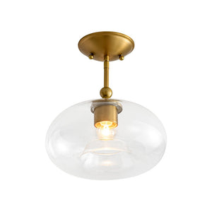 LightFixturesUSA - Modern 1 - Light Round Donut Glass Semi Flush Mount - Ceiling Light - Brass - 