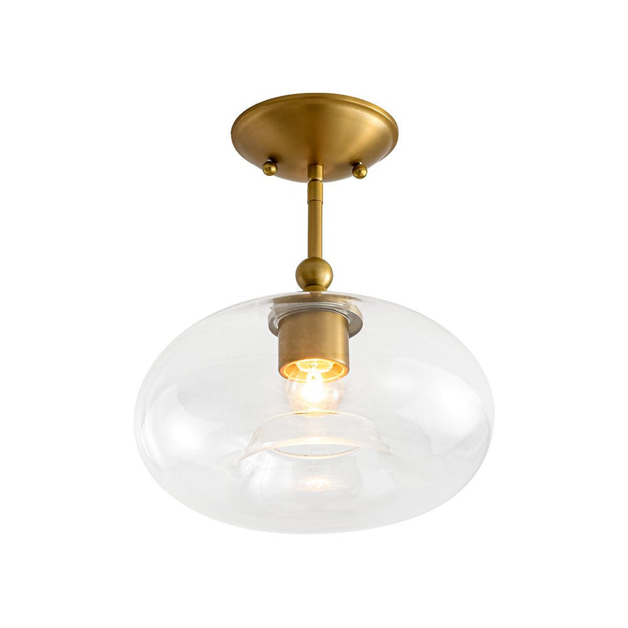 LightFixturesUSA - Modern 1 - Light Round Donut Glass Semi Flush Mount - Ceiling Light - Brass - 