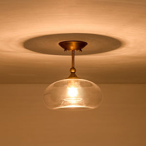 LightFixturesUSA - Modern 1 - Light Round Donut Glass Semi Flush Mount - Ceiling Light - Brass - 