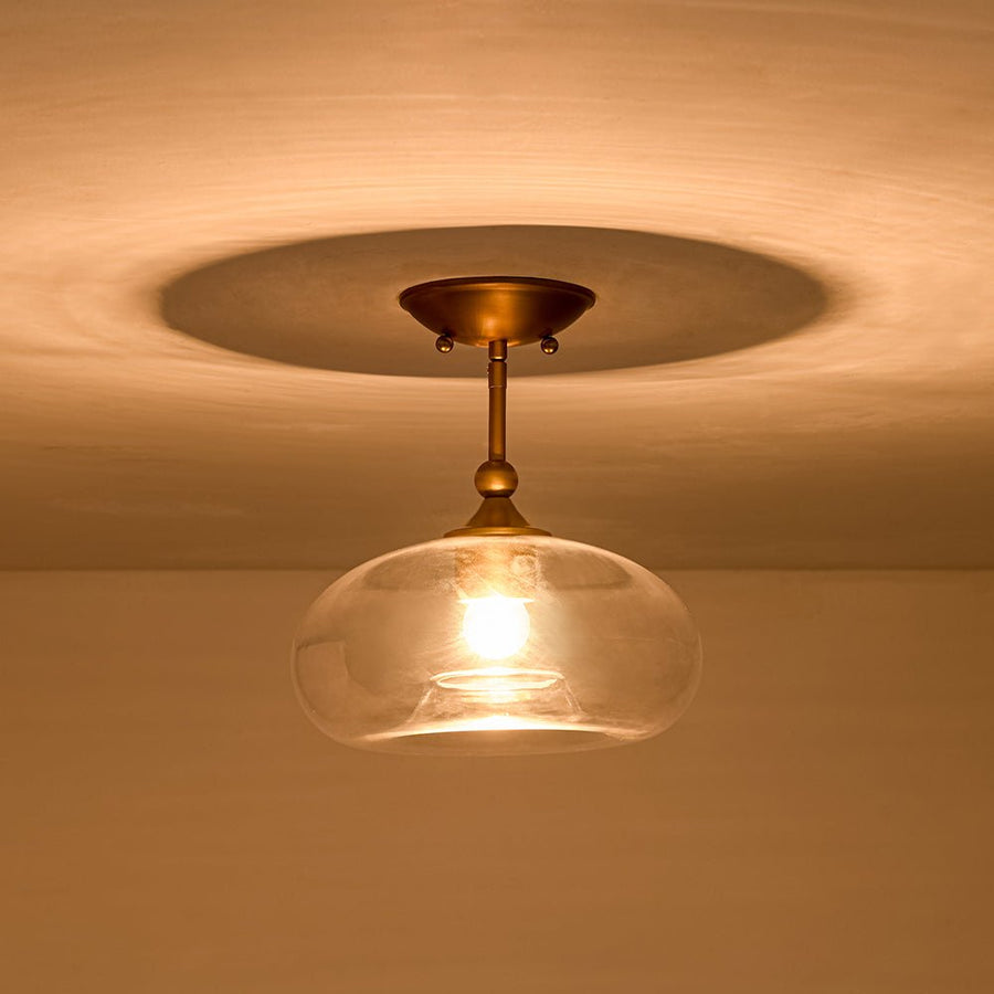 LightFixturesUSA - Modern 1 - Light Round Donut Glass Semi Flush Mount - Ceiling Light - Brass - 